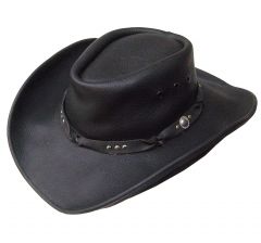 Modestone Unisex Leather Cowboy Hat Brown ''Sizes For Small Heads''