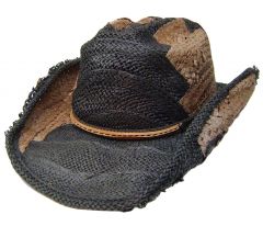 Modestone Straw Breezer Cowboy Hat Patchwork Size:Medium Black