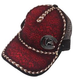 Modestone Western Snapback Ball Cap Metal Horse Horseshoe Embroidered Red