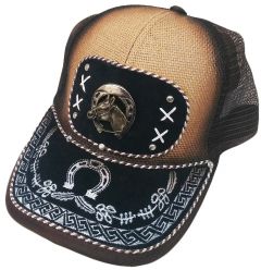 Modestone Western Snapback Ball Cap Metal Horse Horseshoe Embroidered Black