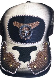 Modestone Western Snapback Ball Cap Metal Bull Head Longhorn ''Faux Snakeskin''
