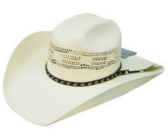 Modestone Traditional Bangora Breezer Straw Cowboy Hat Horse Hair Hatband White