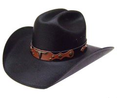 Modestone Unisex Traditional Straw Cowboy Hat Bull Skull Hatband black