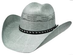 Modestone Sunburst Pattern on Brim Straw Cowboy Hat Bangora Grey