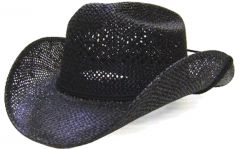 Modestone Kids Straw Cowboy Hat Black