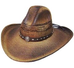 Modestone Straw Cowboy Hat Brown