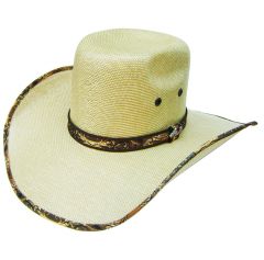 Modestone Traditional Bangora Rodeo Straw Cowboy Hat White