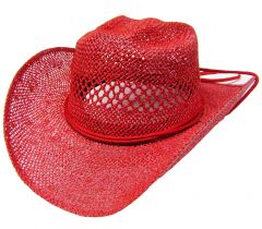 Modestone Women's Straw Cowboy Hat O/S Red
