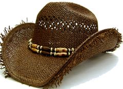 Modestone Men's Very Cool Straw Cowboy Hat Fuzzy Straw Fringe Brown