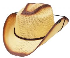 Modestone Boy's Straw Cowboy Hat Chinstring Beige