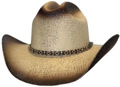 Modestone Unisex Straw Cowboy Hat Bangora Metal Studs Hatband 2 Tone