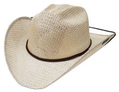 Modestone Unisex Straw Cowboy Hat Chinstring Beige