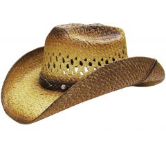 Modestone Men's Straw Cowboy Hat Breezer Metal Diamond Concho Studs Hatband Tan