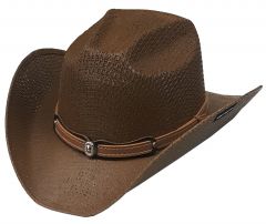 Modestone Kids Straw Cowboy Hat Leather-Like Hatband ''For Small Heads''