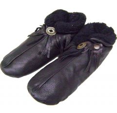 Modestone Men`s Native Dancer Genuine Deerskin Moccassins L Black