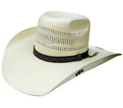 Modestone 100X Traditional Bangora Rodeo Straw Cowboy Hat 2-Tone White