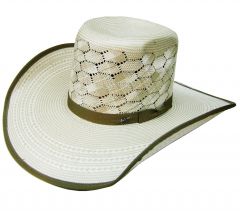 Modestone 100X Traditional Bangora Rodeo Straw Cowboy Hat 2-Tone Beige