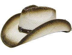 Modestone Men's Straw Cowboy Hat Metal Concho Studs Hatband White
