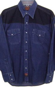 Modestone Men's Long Sleeve Shirt Denim Two Tone Blue