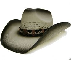 Modestone Men's Grey Straw Cowboy Hat Cactus Hatband Grey