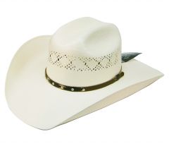 Modestone 50X Traditional Bangora Rodeo Breezer Straw Cowboy Hat White