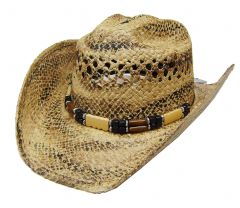 Modestone Men's Cool Straw Cowboy Hat Light Yellow Black