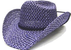 Modestone Boy's Straw Cowboy Hat With Fuzzy Straw Fringe XS Blue & Light Blue