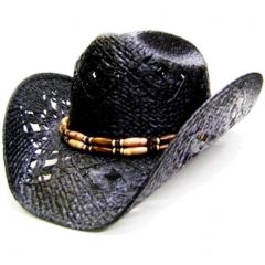 Modestone Men's Straw Cowboy Hat Black