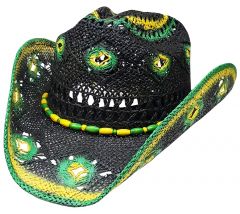 Modestone Men's St Patrick's Day Favorite Straw Cowboy Hat Green & Black