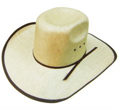 Modestone Traditional Bangora Rodeo Straw Cowboy Hat Fabric Edge Beige