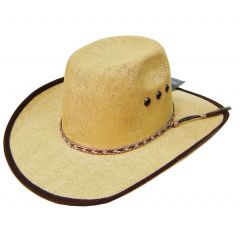 Modestone Kids Straw Cowboy Hat ''Sizes For Small Heads'' Fabric Edge Beige