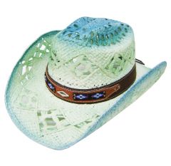 Modestone Straw Cowboy Hat Blue