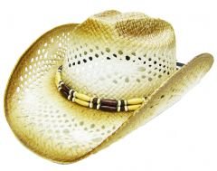 Modestone Men's Straw Cowboy Hat Tan & Beige