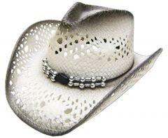 Modestone Men's Straw Cowboy Hat Grey & Light Grey