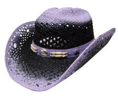 Modestone Women's Straw Cowboy Hat Purple