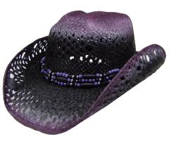 Modestone Women's Straw Cowboy Hat Purple