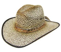 Modestone 50X Traditional Bangora Rodeo Straw Cowboy Hat Fabric Edge Beige