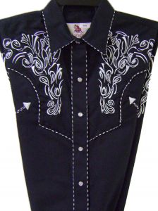 Modestone Women`s Embroidered Long Sleeved Shirt Filigree black