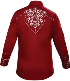 Modestone Men's Embroidered Filigree Long Sleeved Fitted Western Shirt Wine