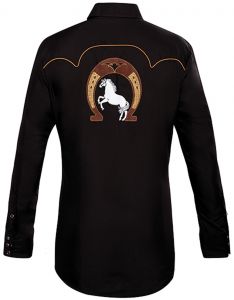Modestone Men's Embroidered Horse Horseshoe Fitted Western Shirt Black