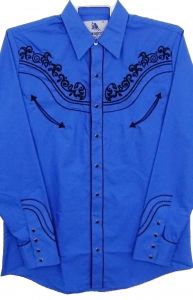 Modestone Men's Embroidered Long Sleeved Shirt Filigree Blue