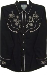 Modestone Men's Floral Embroidered Shirt Black