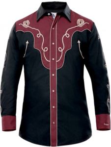 Modestone Men's Embroidered Fitted Western Shirt Filigree Black