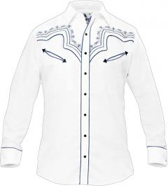 Modestone Men's Embroidered Fitted Western Shirt Western Filigree White