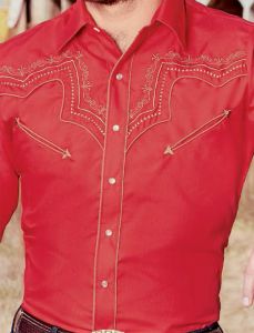 Modestone Men's Embroidered Fitted Western Shirt Western Filigree Red