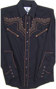 Modestone Men's Embroidered Fitted Western Shirt Western Filigree Black