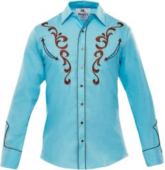 Modestone Men's Embroidered Fitted Western Shirt Filigree Blue