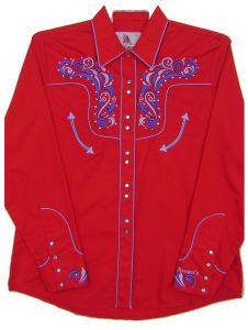 Modestone Women's Embroidered Long Sleeved Shirt Filigree red