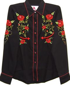 Modestone Women's Embroidered Long Sleeved Shirt Rose Black
