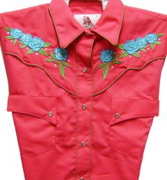 Modestone Women's Embroidered Long Sleeved Fitted Western Shirt Floral Fushia